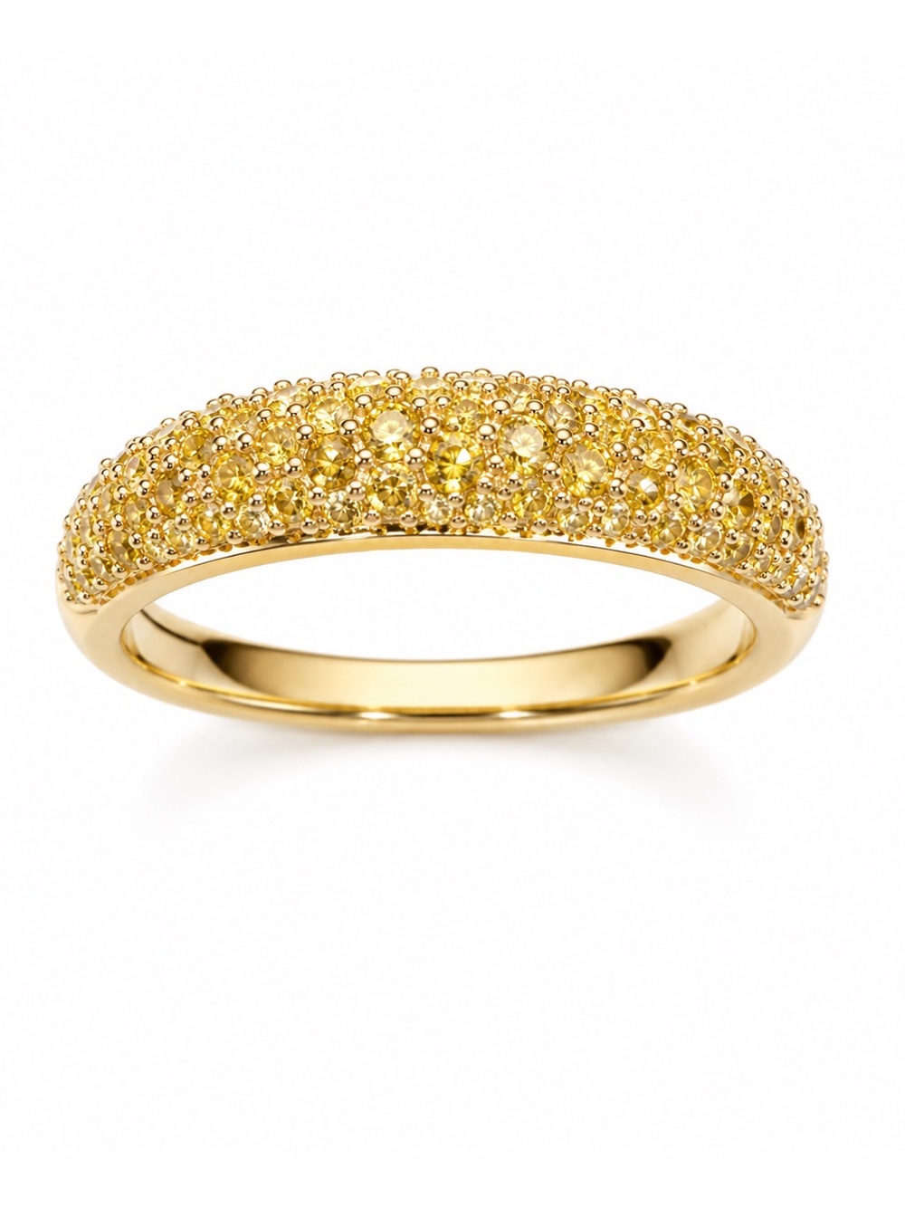 14K Solid Gold Yellow Diamond Pave Stackable Statement Band Estate Size 7